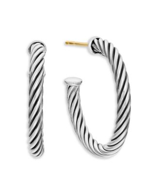 David Yurman - Cable Hoop Earrings in Sterling Silver, .75"