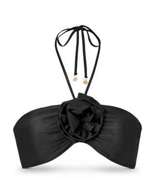 Floral Appliqu&eacute; Halter Bikini Top