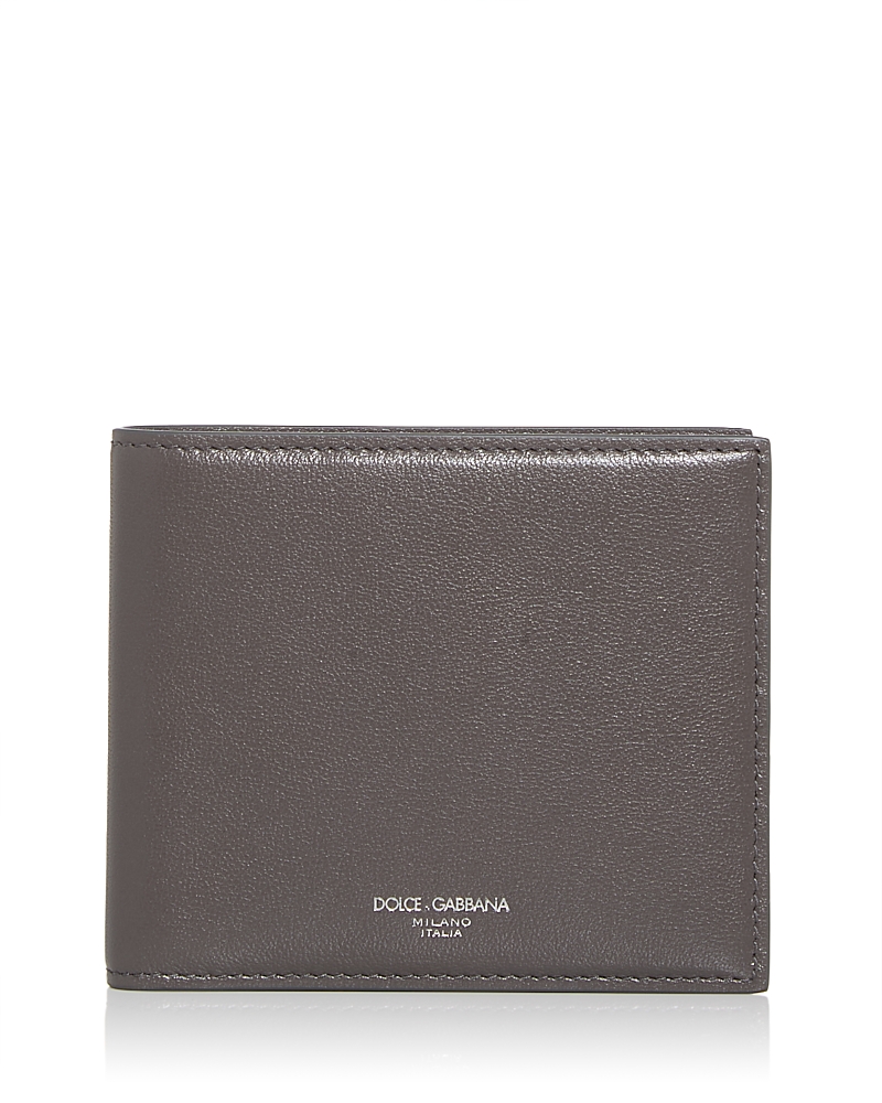 Dolce & Gabbana Leather Bifold Wallet In Dark Grey