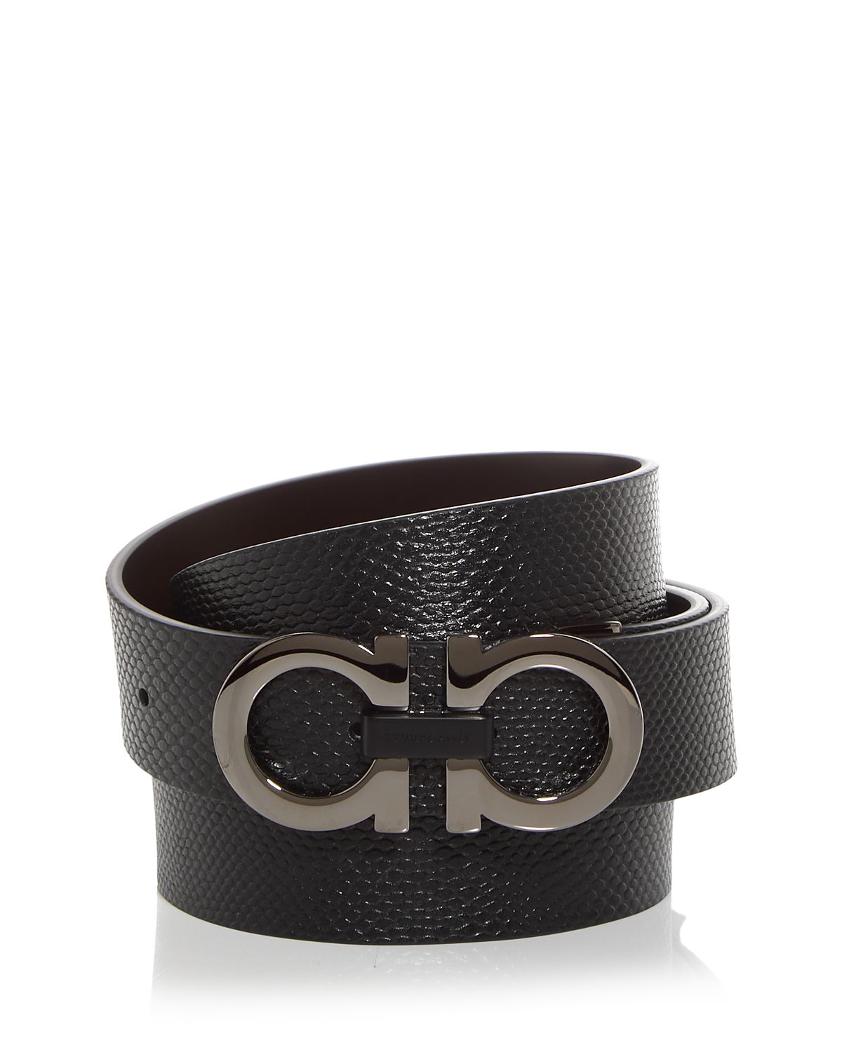 Ferragamo Men's Double Gancini Reversible Leather Belt