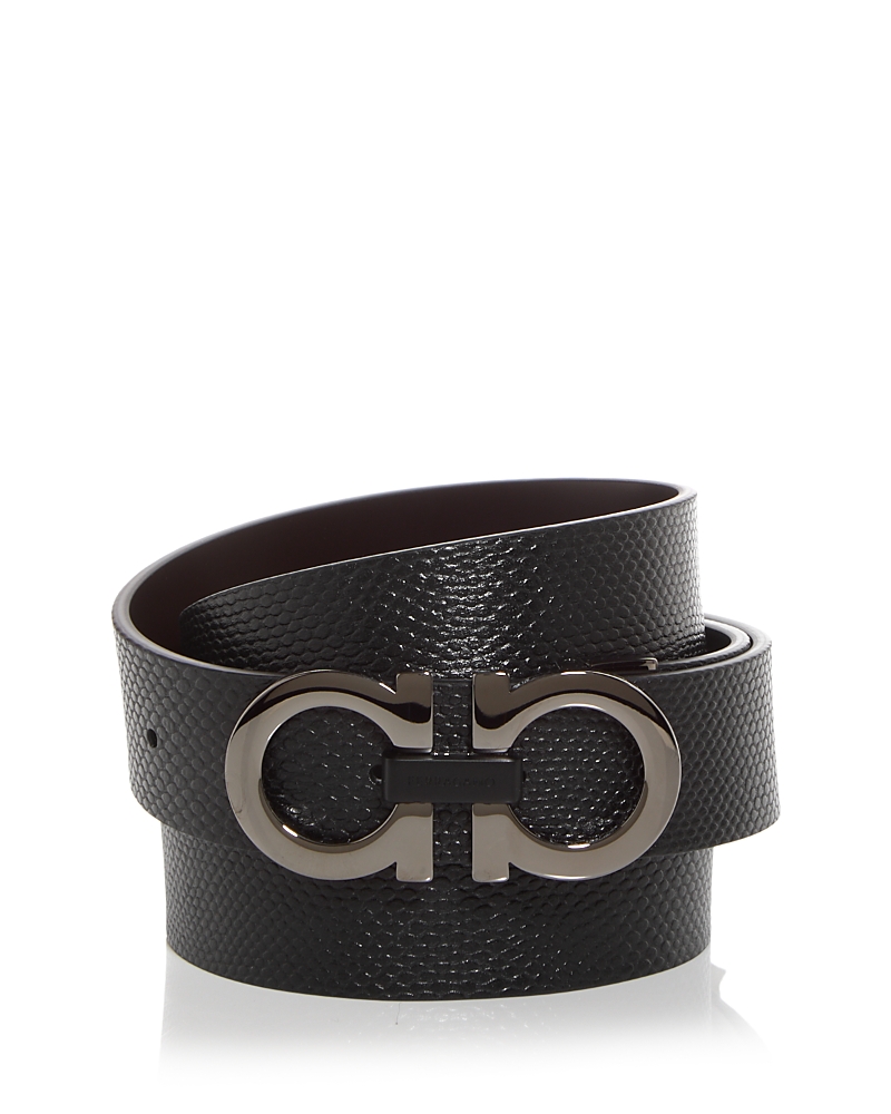 Ferragamo Men's Double Gancini Reversible Leather Belt