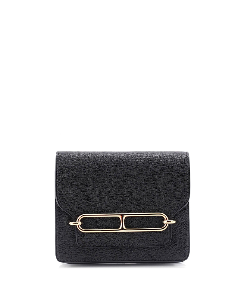 Pre-owned Pre-owned Hermes Hermes Roulis Slim Wallet Chevre Mysore In Black
