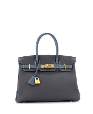 Pre-Owned HERMÈS - Birkin 30 Handbag Bicolor Togo with Brushed Gold Hardware