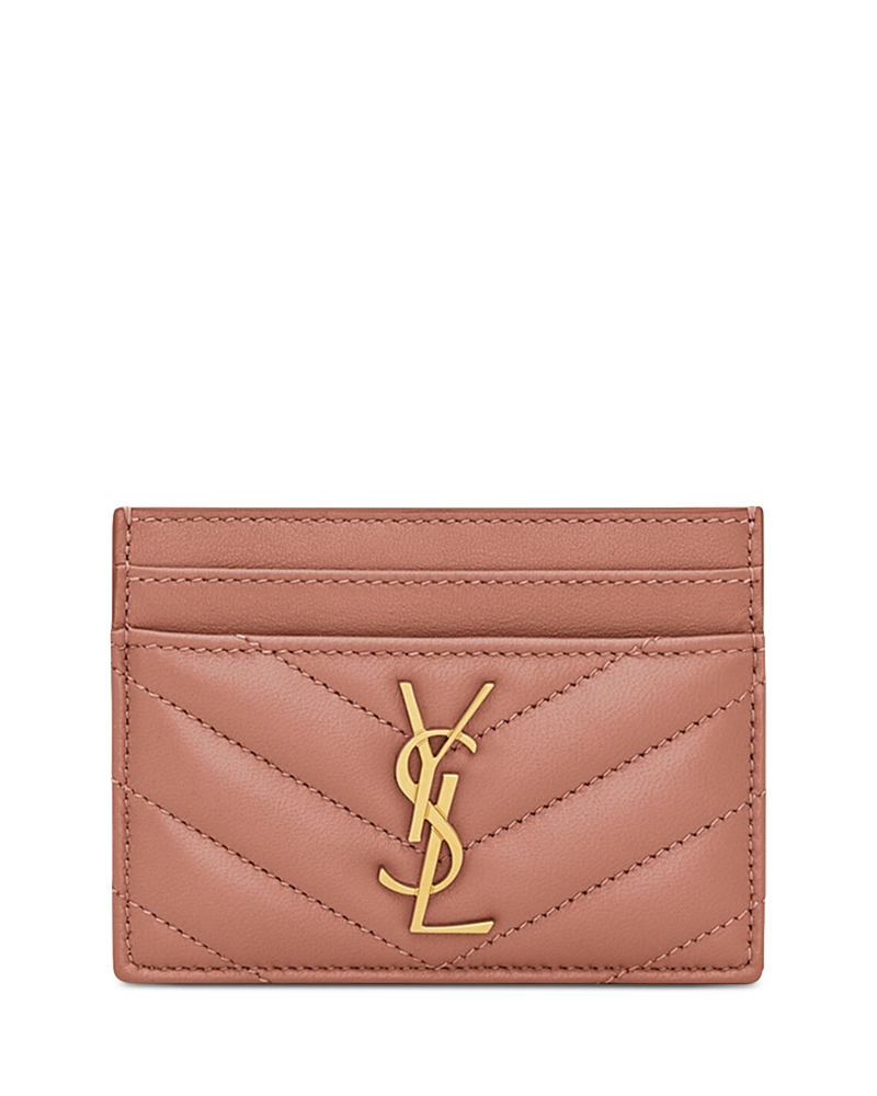 Saint Laurent Cassandre Matelasse Card Case in Lambskin