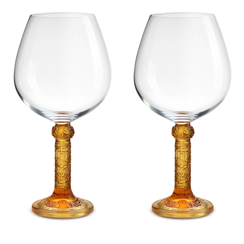 Liuli Flower Moon Goblet Duo, Set Of 2 In Amber