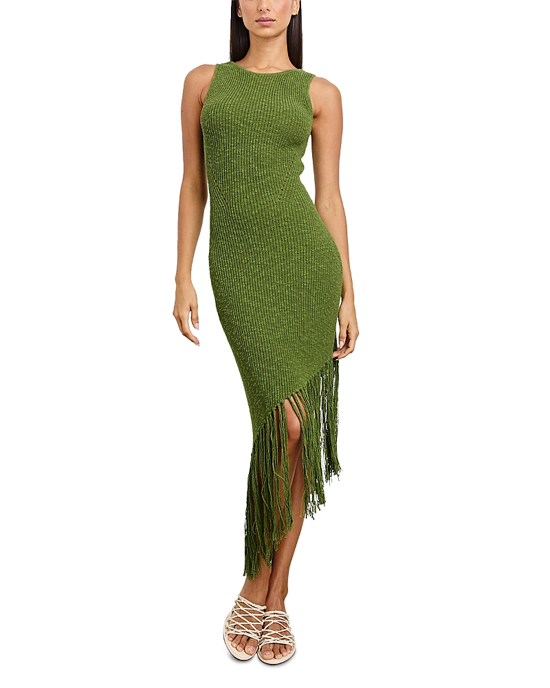 Rails Rylee Sleeveless Fringed Midi Dress In Banana Palm