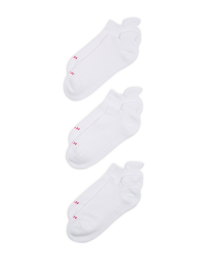 Hue Air Cushion Tab Back No Show Socks 3-pack In White