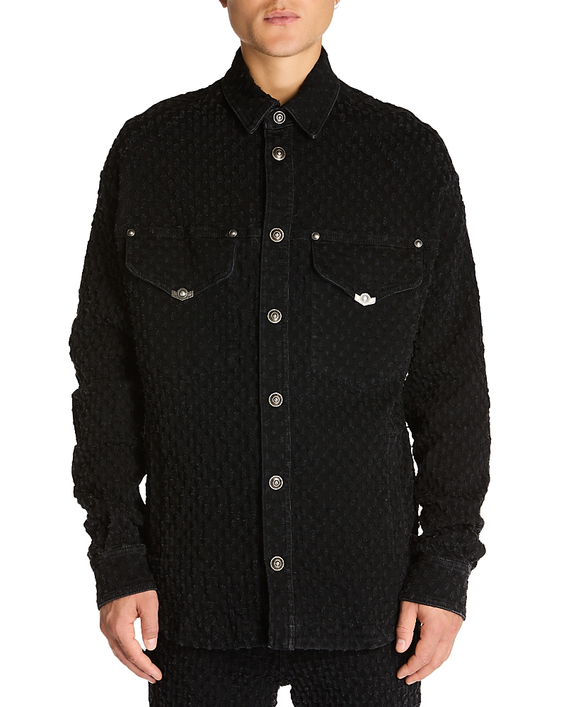 VERSACE JEANS COUTURE REGULAR FIT TEXTURED SHIRT JACKET