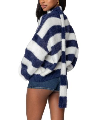  Striped Two Piece Knit Scarf Cardigan