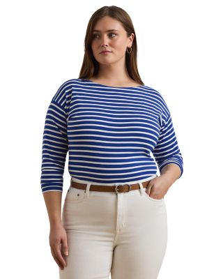 Ralph Lauren - Striped Cotton Jersey Boat Neck Top