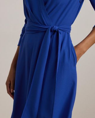 lauren ralph lauren surplice georgette midi dress Lauren Ralph Lauren Women's Self-Belt Long-Sleeve Surplice Georgette Midi  Dress