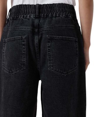 Daisy Mae High Rise Cropped Tapered Cargo Jeans in Washed Black