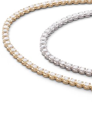 Diamond Crown Set Tennis Necklace in 14K White or Yellow Gold, 5.0 tcw