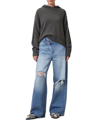 Aki Crossover High Rise Wide Leg Jeans in Light Indigo