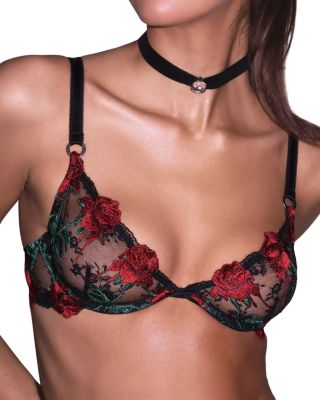 Fleur du Mal - Bleeding Rose Embroidered Demi Bra
