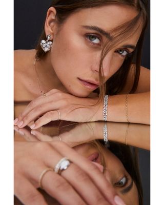 Holland 14K Gold Plated Mixed Cut Stone Heart Drop Earrings 