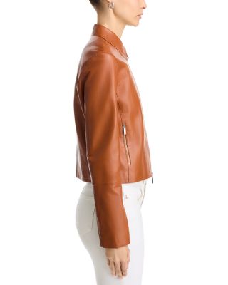 Zip Front Cropped Leather Jacket