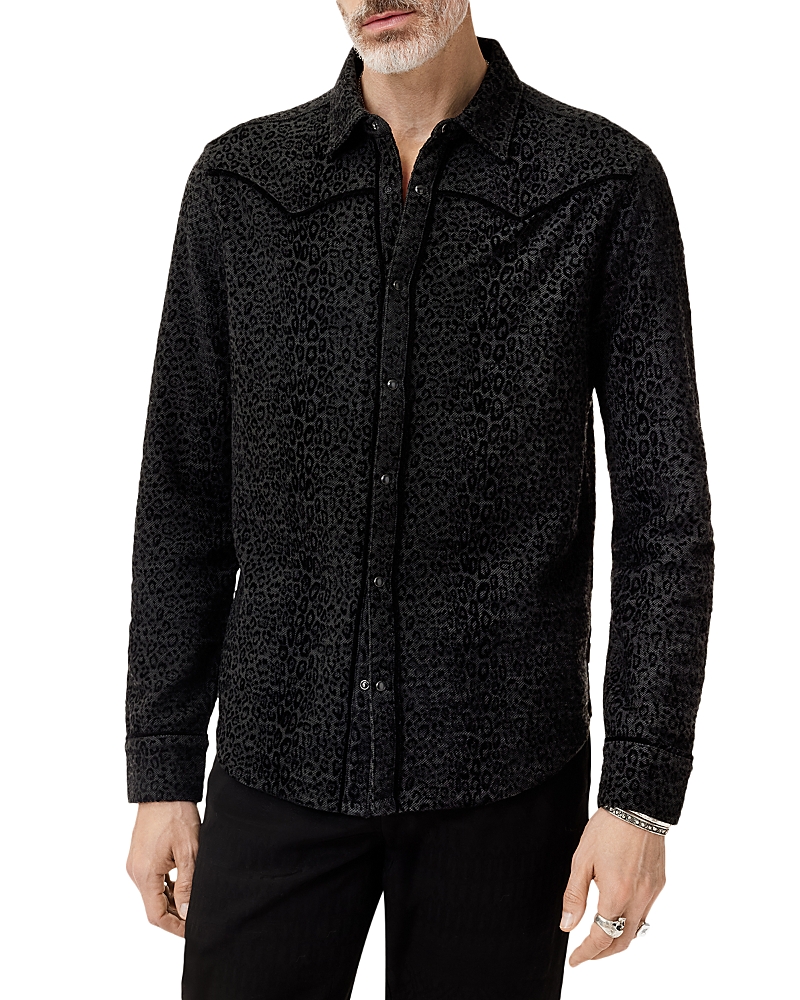 John Varvatos Haven Regular Fit Western Style Animal Print Shirt In Carbon Gray