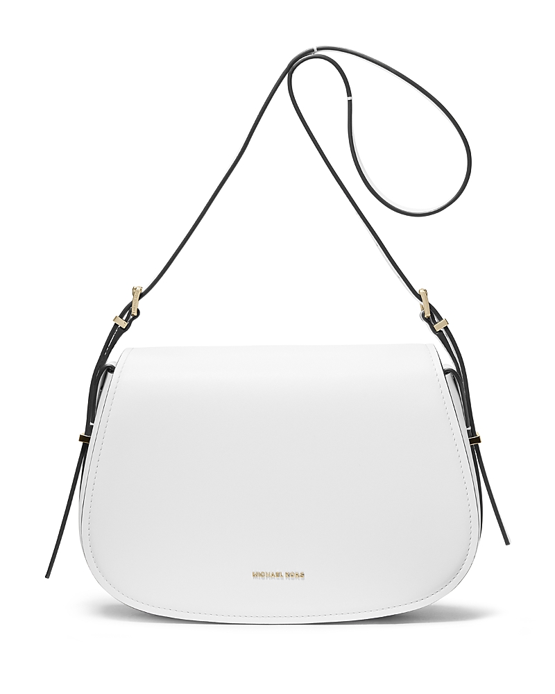 Michael Kors Lydia Medium Flap Messenger Bag In Optic White