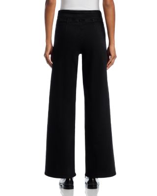 FRAME Jetset High Rise Slim Palazzo Jeans in Sheen Noir