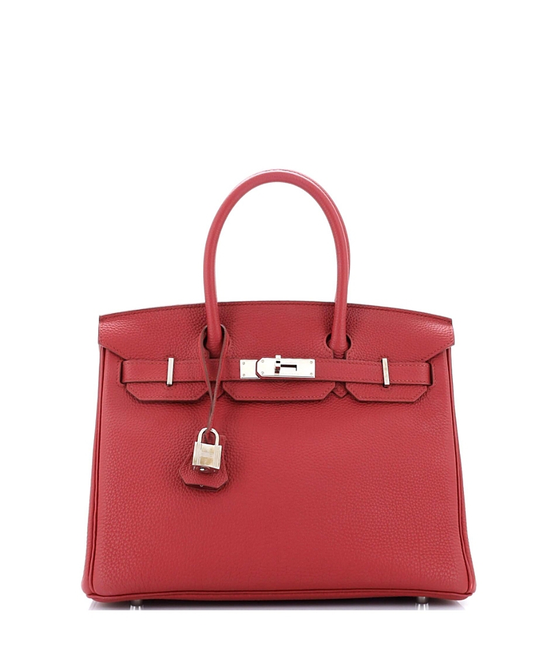 Pre-Owned Hermes Birkin 30 Handbag Red Togo with Palladium Hardware