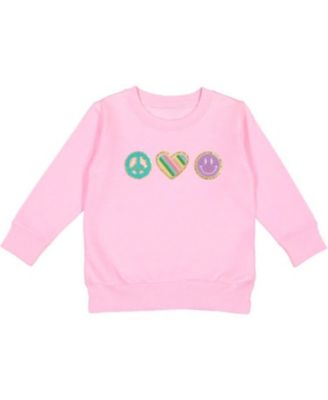 Sweet Wink - Girls' Peace, Love, Smile Patch Sweatshirt - Little Kid, Big Kid