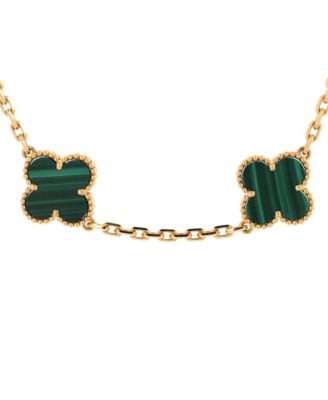 Pre-Owned Van Cleef & Arpels Vintage Alhambra 10 Motifs Necklace 18K Gold and Malachite