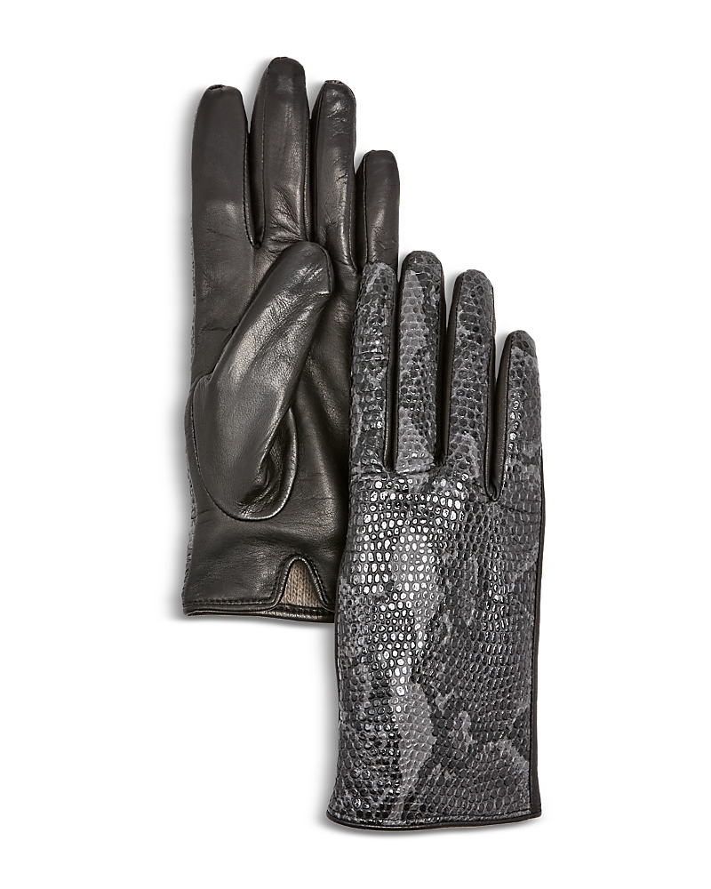 Bloomingdale's Python Printed Leather Gloves - Exclusive In Black Python