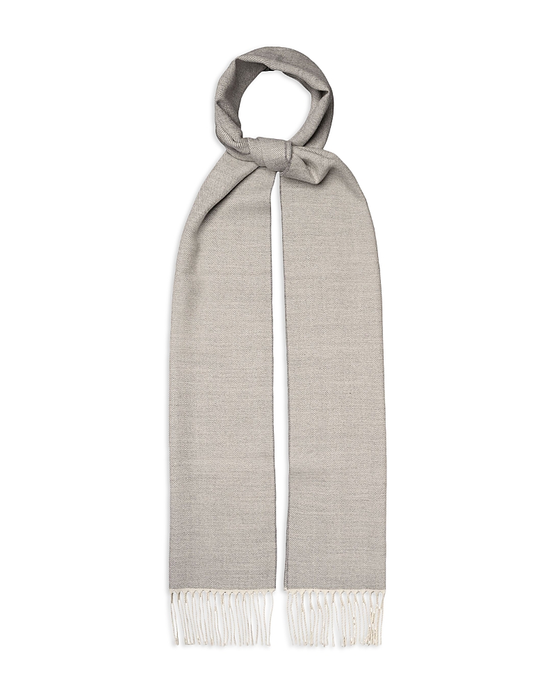 Eton Men's Herringbone Merino Wool Scarf In Light Grey