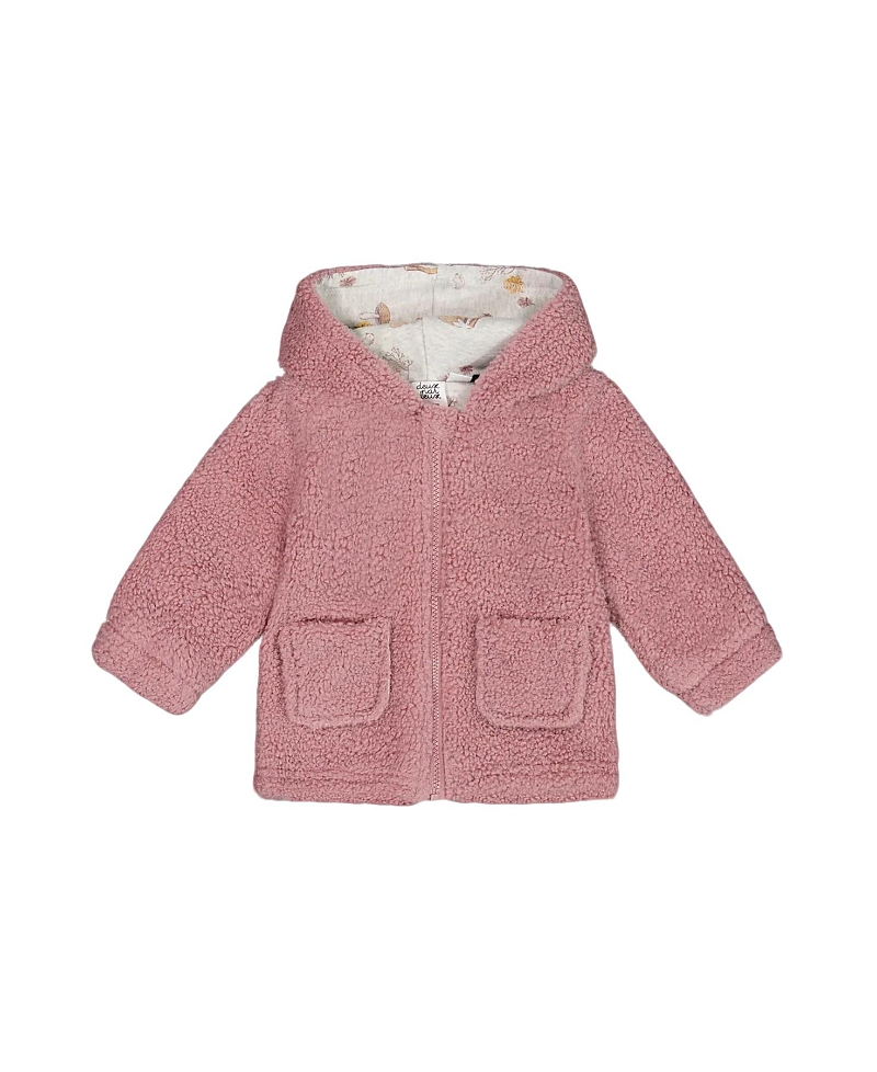 Deux Par Deux Girls' Soft Fleece Hooded Zip Jacket Woodrose - Baby In Woodrose