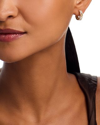 18K Yellow Gold Love in Verona Hoop Earrings with Diamonds, 0.65 tcw