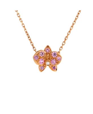 Pre-Owned Cartier - Small Caresse D'Orchidees Necklace 18K Rose Gold with Sapphires and Diamond