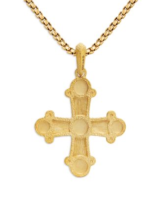 Men's Shipwreck Cross Amulet in 18K Yellow Gold with Emeralds, 44mm
