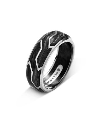 Men's 18K White Gold Forged Carbon 8.5mm Band
