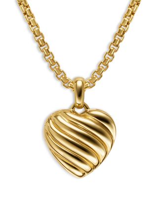 David Yurman - Sculpted Cable Heart Locket in 18K Yellow Gold, 23mm