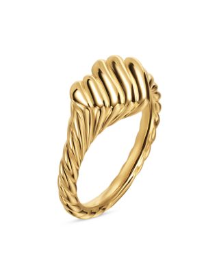 Sculpted Cable Heart Pinky Ring in 18K Yellow Gold, 9mm