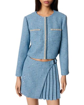 maje ジャケット Maje Short Sequin Embellished Tweed Jacket | Bloomingdale's