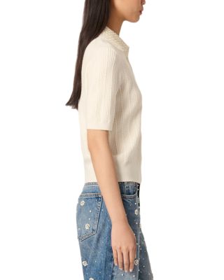 Jewelry Collar Knit Polo Sweater