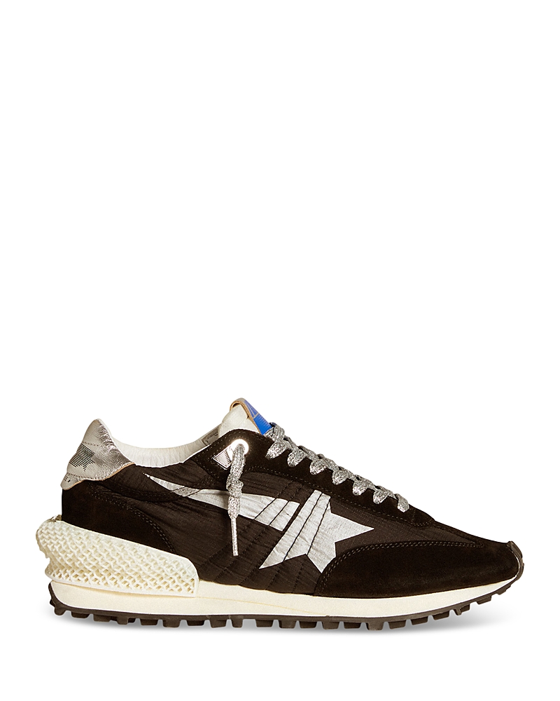 Golden Goose Running Marathon Leather-trimmed Shell Sneakers In Black / Silver