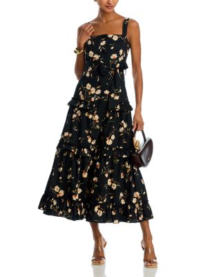 AQUA - Floral Belted Midi Dress - Exclusive