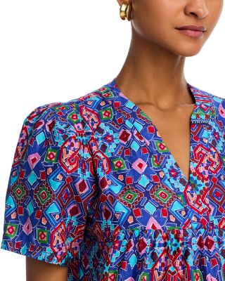 Mosaic Tile Puff Sleeve Dress - Exclusive