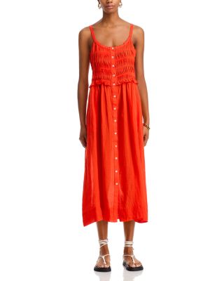 Zora Solid Tank Button Down Midi Dress