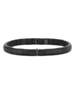 Roberto Demeglio Men's 18K White Gold & Black Ceramic Demeglio Black Diamond Bar Pura Stretch Bracelet