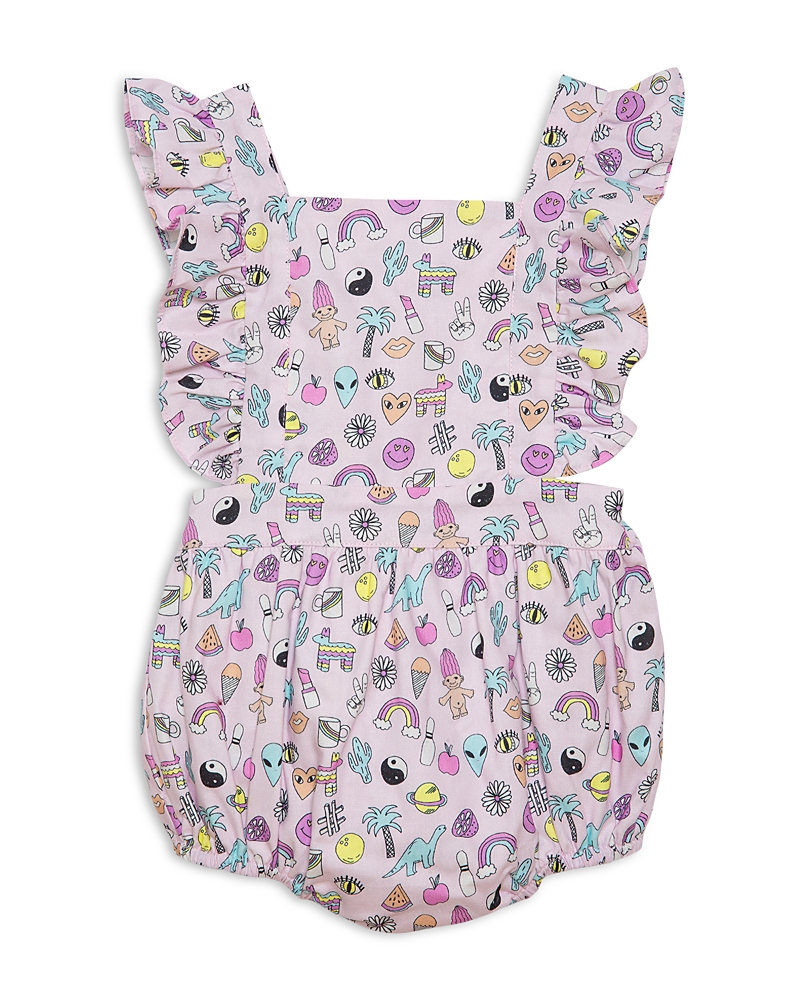 Worthy Threads Girls' Woven Bubble Romper In 90s Toys - Baby In Light Pink