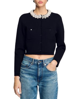 Sandro - Beaded Collar Cardigan