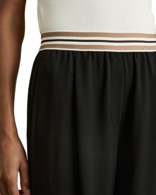 Abs Striped Waistband Wide Leg Trousers