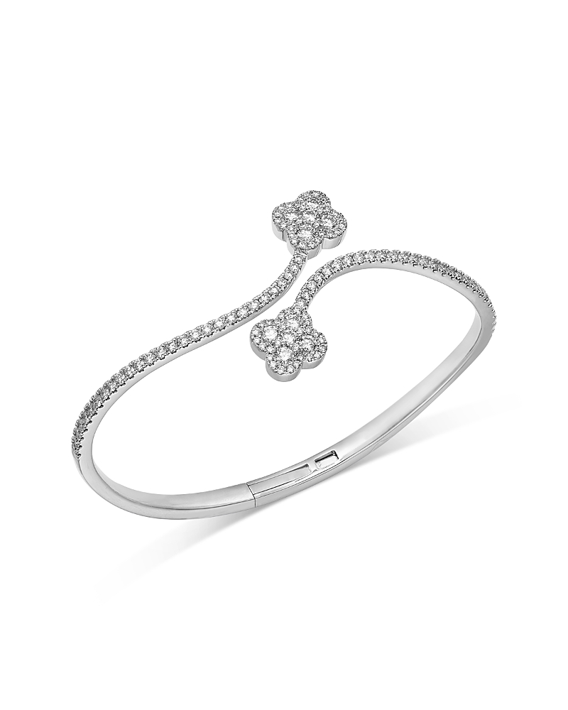 Bloomingdale's Fine Collection Diamond Clover Bypass Bracelet In 14k White Gold, 2.0 Ct. T. W. In White