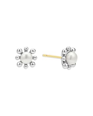 LAGOS - Sterling Silver Luna Cultured Pearl Fleur Stud Earrings
