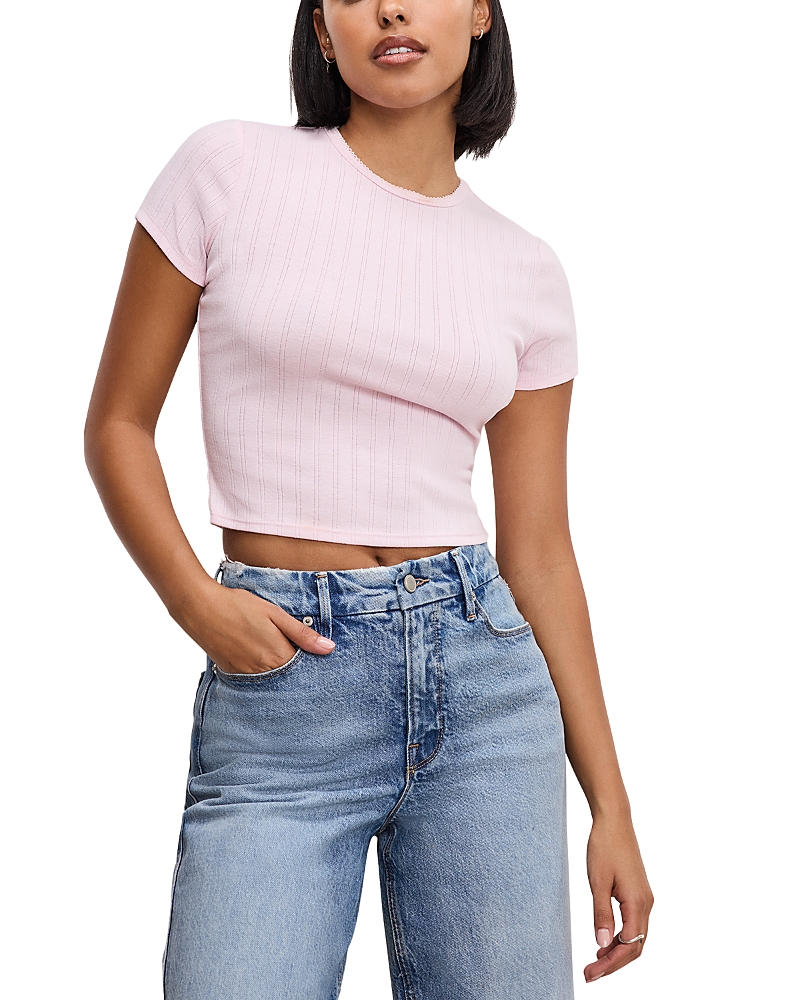 Shop Good American Pointelle Baby Tee In Cp