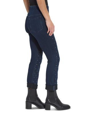 Studded High Rise Skinny Jeans in Indigo